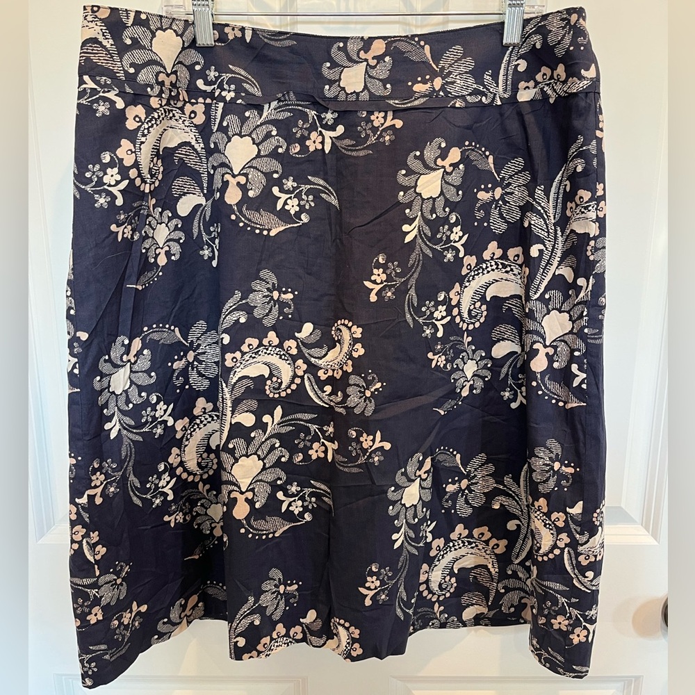 H&M Blue and Cream Paisley Skirt Size  16